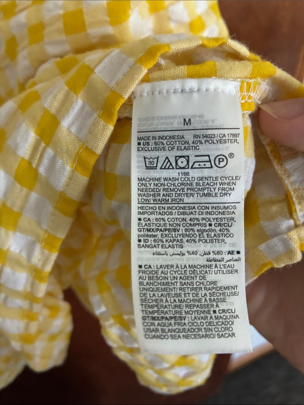 Old Navy Yellow and White Gingham Puff-Sleeve Mini Dress - Picture 3 of 4